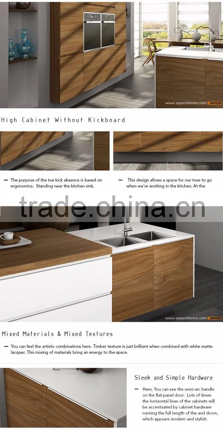 New Design Modern White and Wood Grain All-Island whole kitchen cabinet set