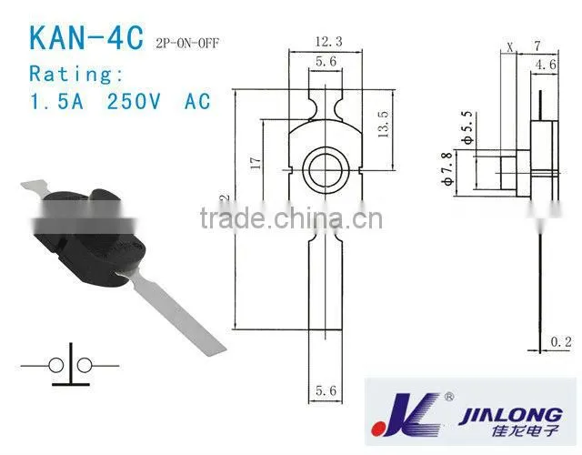 0.1a 50vdc 2Pins on off on-off push button switch KAN-4C