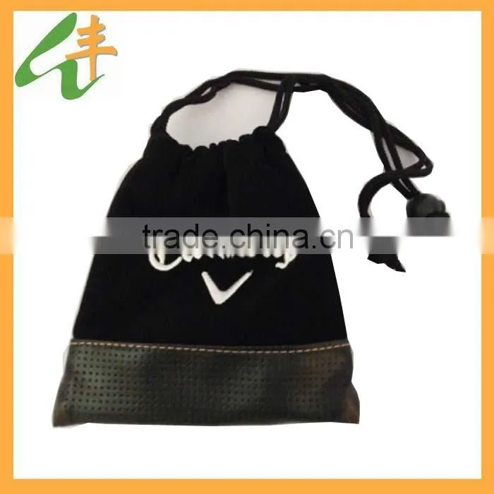 black good quality custom velvet drawstring pouch bag
