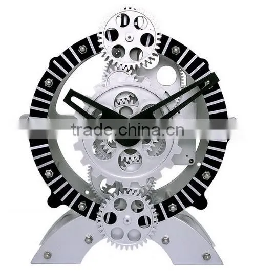 Round Shape Moving Gear Desk Clock, Decorative Clock, feshion design