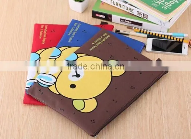 Cute cartoon bear printing document holder/ document bag china factory