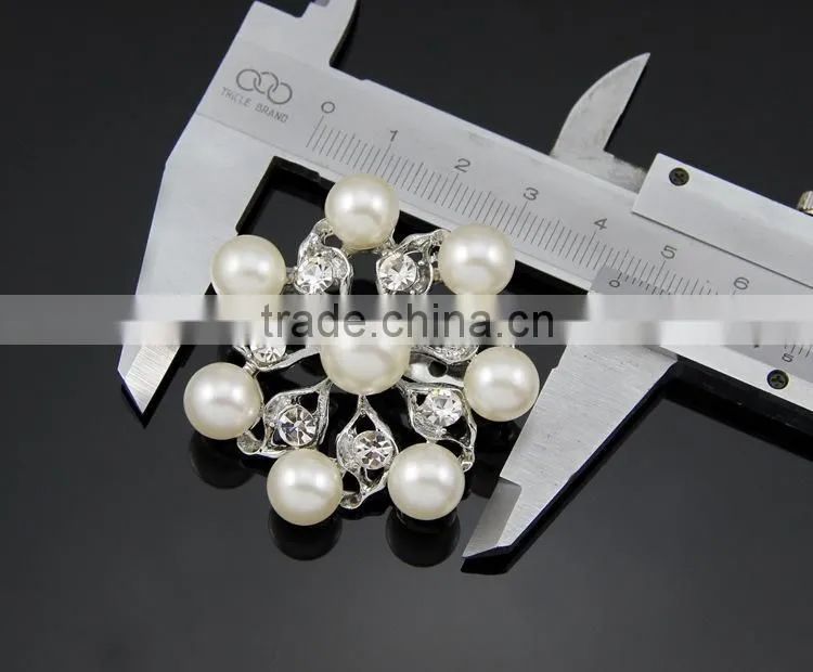 2015Hot style Elagant jewelry Fashion brooch simple brooch silver snowflake pearl crystal rhinestone brooch pin