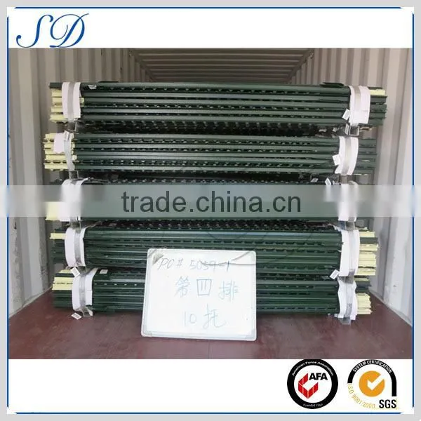 free samples green painted metal tee post fence post