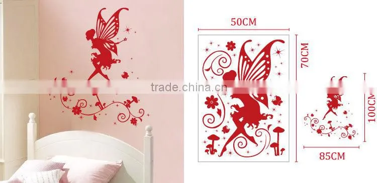 Modern comfortable reusable angel mirror baby room acrylic wall stickers