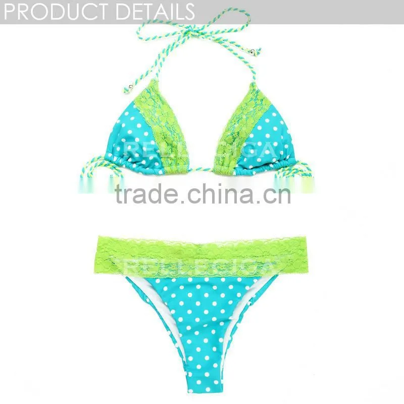 RELLECIGA 2016 Lace Triangle Bikini with Handmade Braided Ties