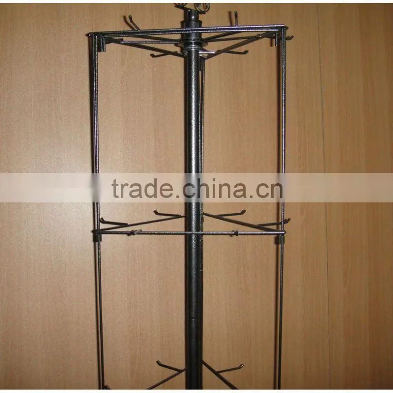 3 sides revolving floor pegs display fixture with competitive price