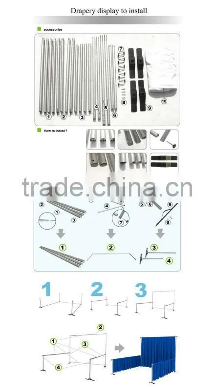 10ft Aluminum Portable quick Show Fabric back drop Folding Booth Displays