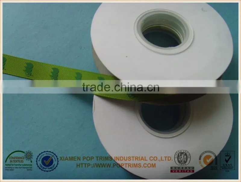 Green puff printed grosgrain ribbon