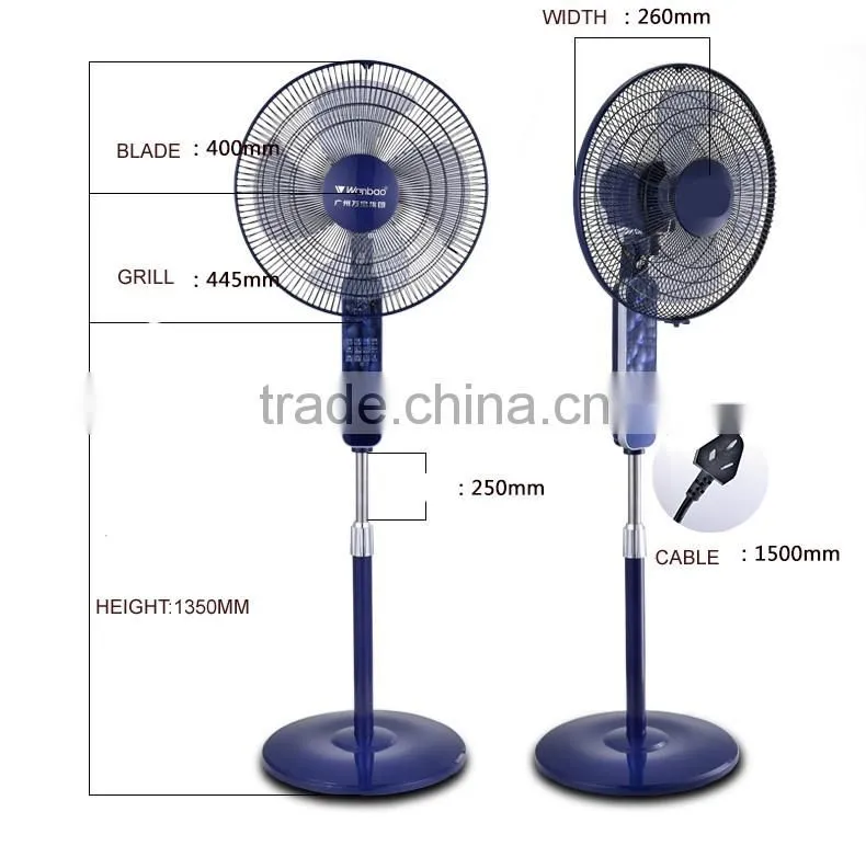 ABS 16 inch stand fan with remote control LED light