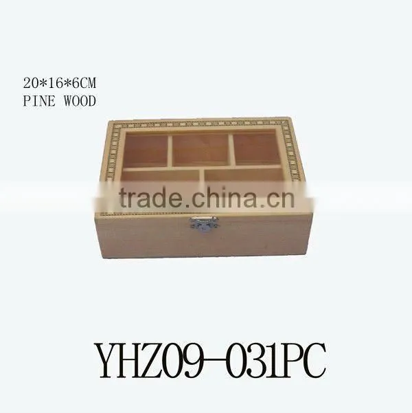 pine wood tea box with resin glass/wooden tea box
