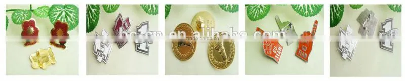 love heart red die-casting plated epoxy round metal badges with butterfly pin in gold color for man and women