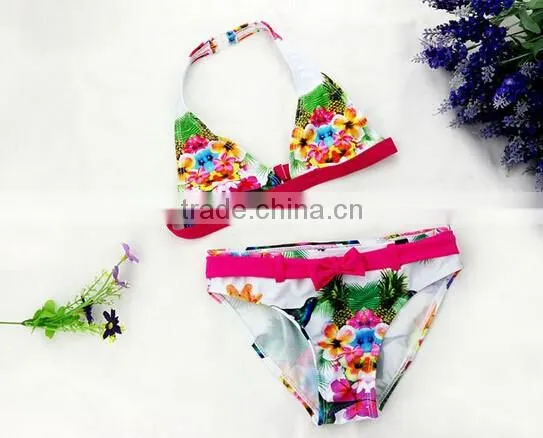 Baby Girls Kids 2 Pcs Sling Bikini Swimwear Floral Bather Swimmers Swimsuit