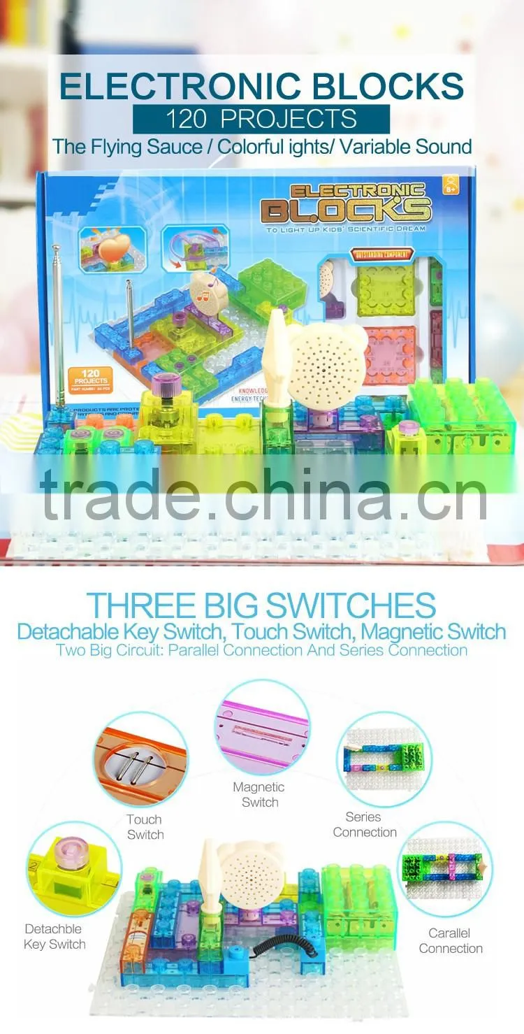 44PCS 120 projects kids plastic electronic building blocks