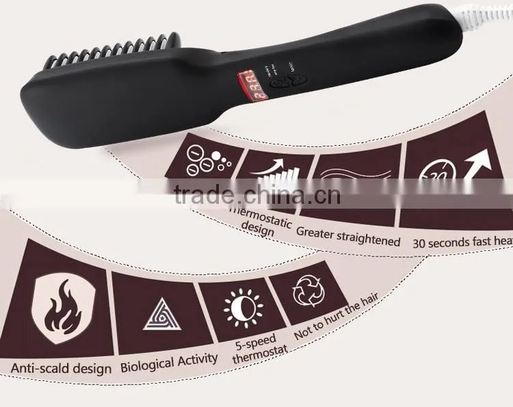 Digital Electric Hair Straightener Brush Comb Detangling Straightening Irons Hair Brush EU/ US/ UK Plug