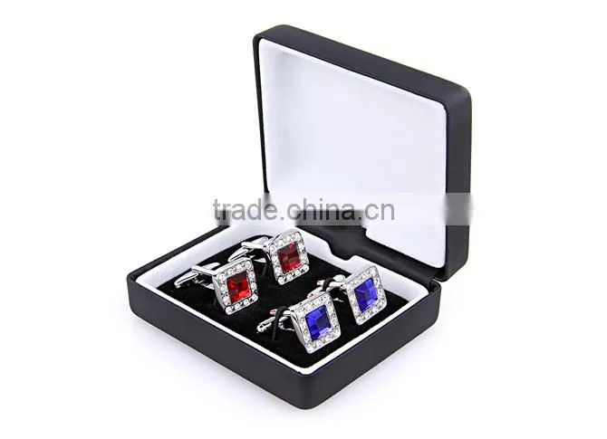 Custom imitation leather cufflink two pair of cufflink box
