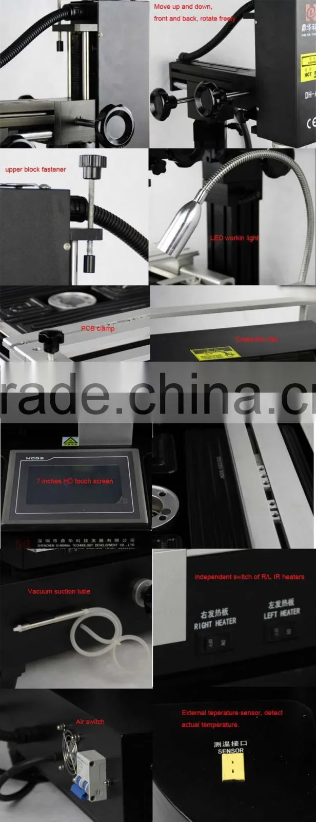 Dinghua vga bga repair machine 3 heater zone HD touch screen motherboard repair machine DH-A1