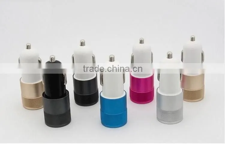 High quality promotional wholesale 2.1A metal mini dual port car charger
