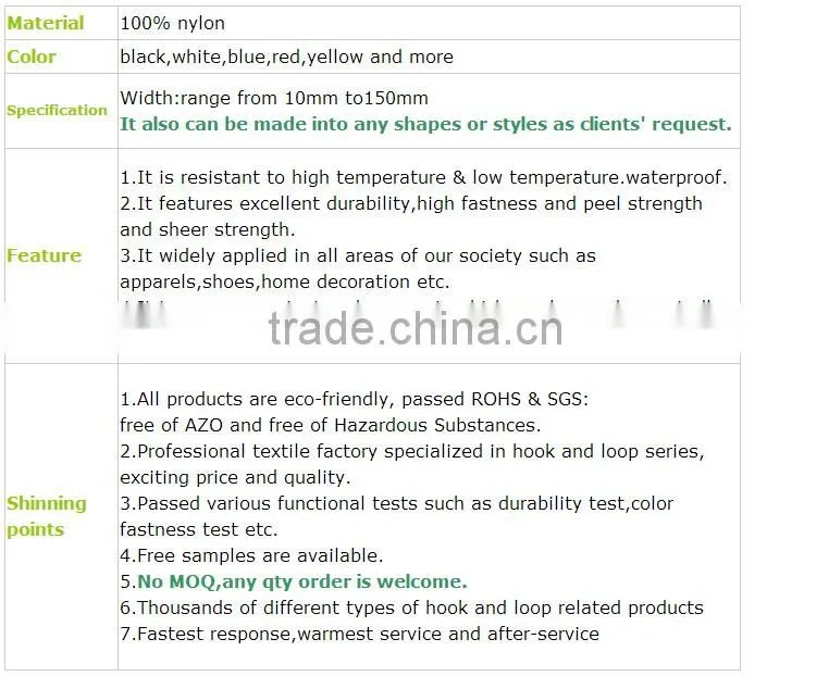 10mm-150mm wide hook and loop tape/nylon poly hook loop