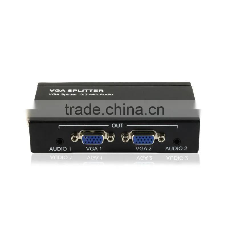 China supplier 1 in 2 out vga splitter VGA splitter with 3.5mm stereo audio