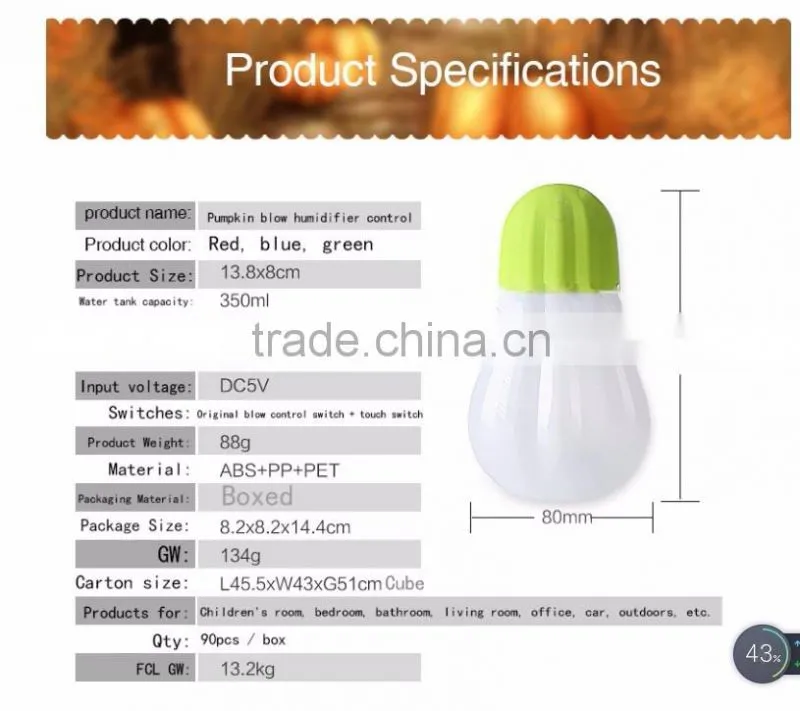 350ml ultrasonic mini cool mist humidifier with led nightlight for hot summer