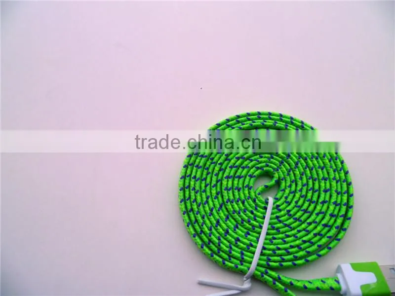 Colorful Braided Woven Fabric 6 feet Flat Rope Micro USB Cable for HTC, Samsung, Motorola, LG, Nokia, Sony Erricsson. etc.