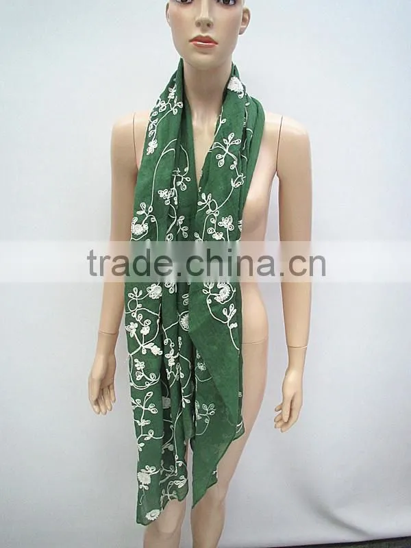 Pink emboss fashin flower scarf