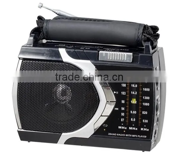 Classical AM FM portable radio with tuning and metal antenna