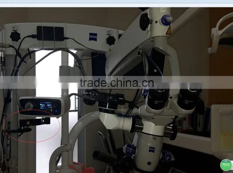 custom-made fixed bracket to install the cold light source on microscopes
