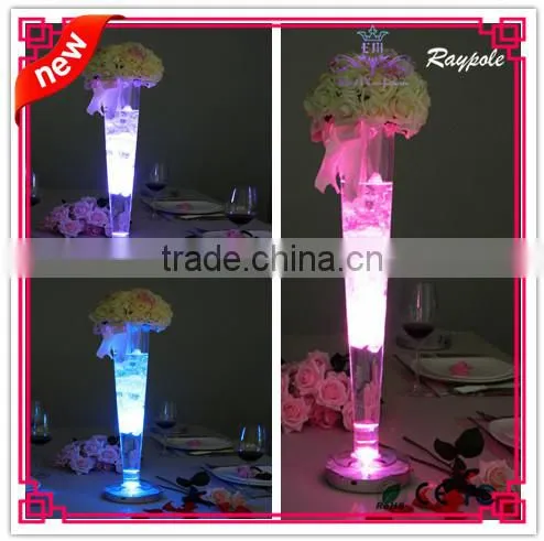 Rechargeable multi-color led centerpiece light base 6 inch led vase lighting base for wedding/ party decoration