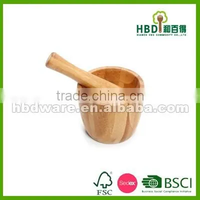 New bamboo wood mortar pestle set for wholesale