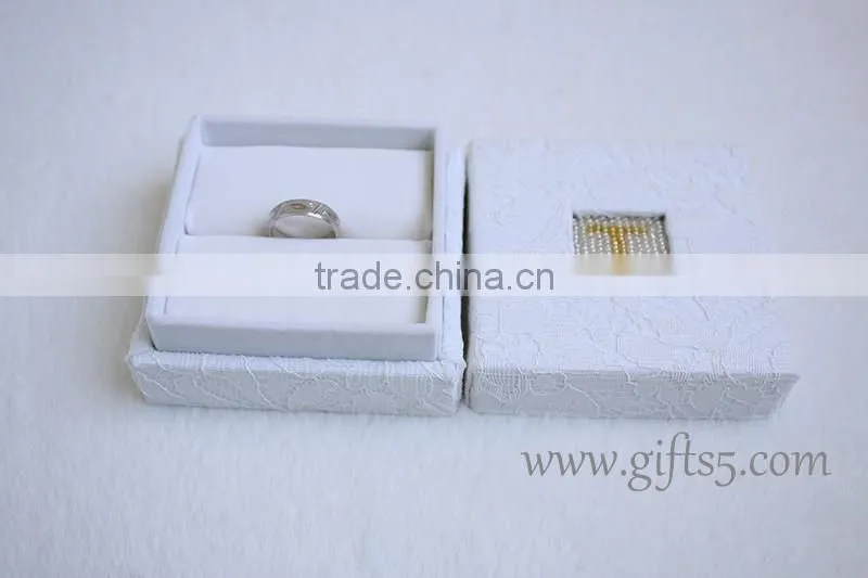 Handmade Elegant wedding ring box with beaded name plate of T