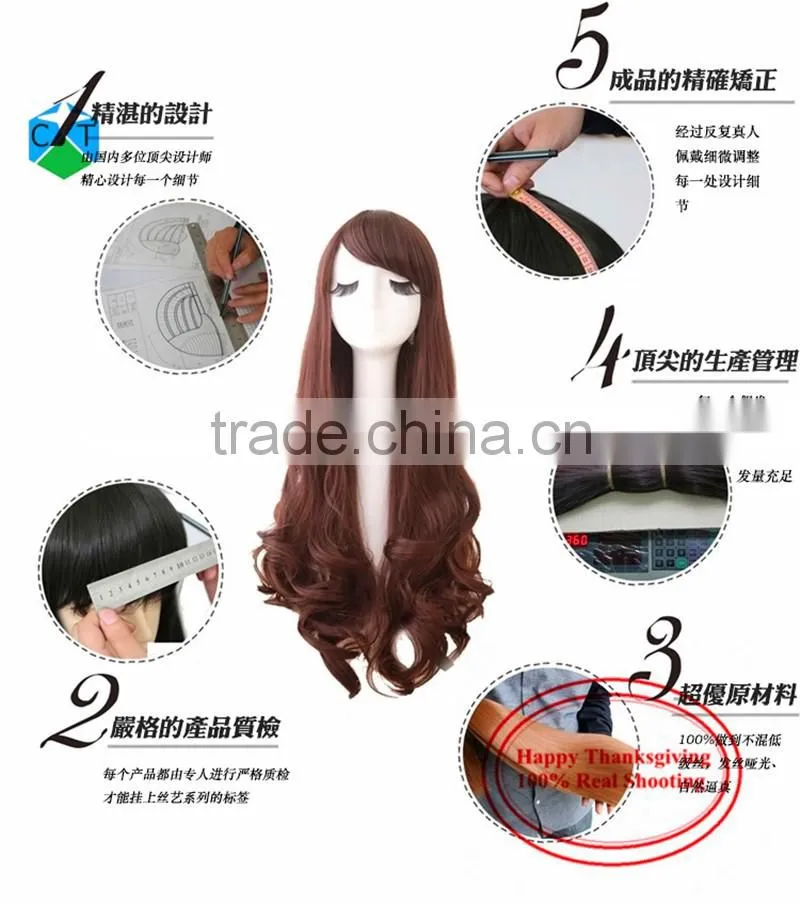 Neat Bang Shave Hair High Temperature Silk Fluffy Long Straight Wig Set Of Spot Female Wig