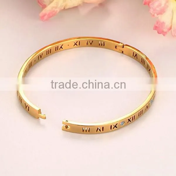 Stainless Steel Jewelry Rhinestone Roman Numerals Bracelet