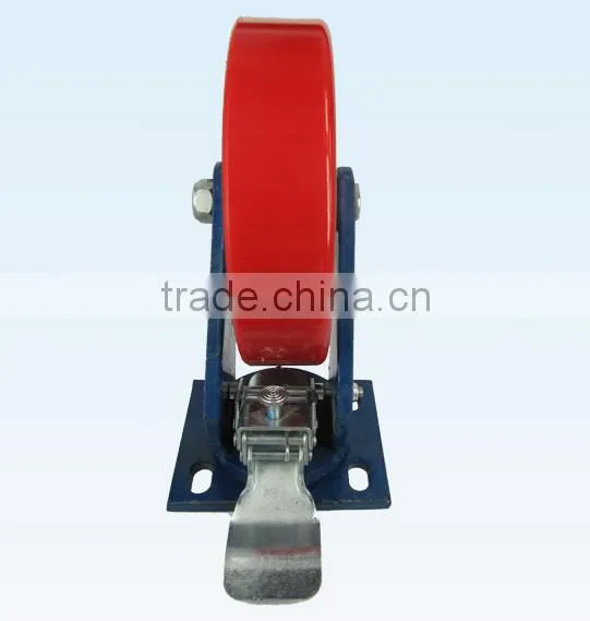5 Inch Top Plate PU Wheel Double Bearing Fixed Hardware Casters