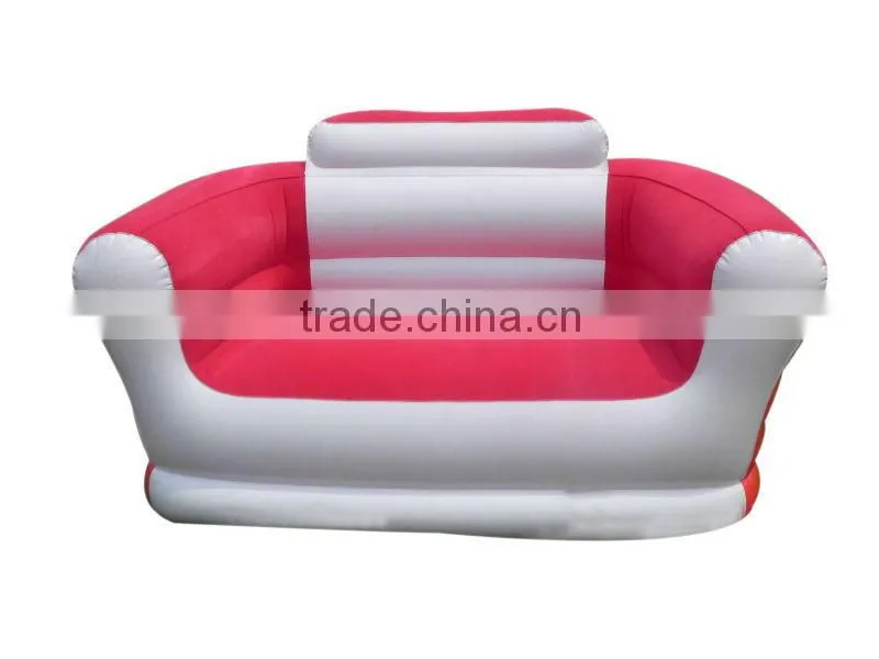 Inflatable sofa bed outdoor or indoor with comfortable armrest and cup holder with/without pump