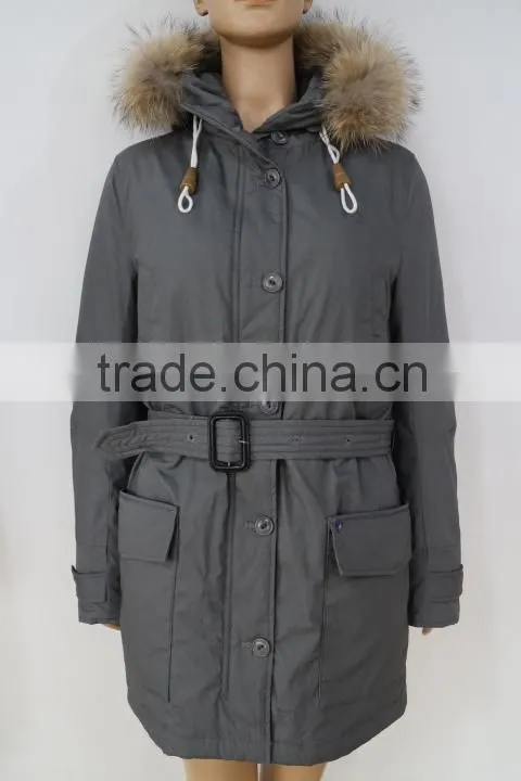 2015 WINTER NEW ARRIVAL WOMAN JACKET WITH REAL FUR HOOD FOR SALE