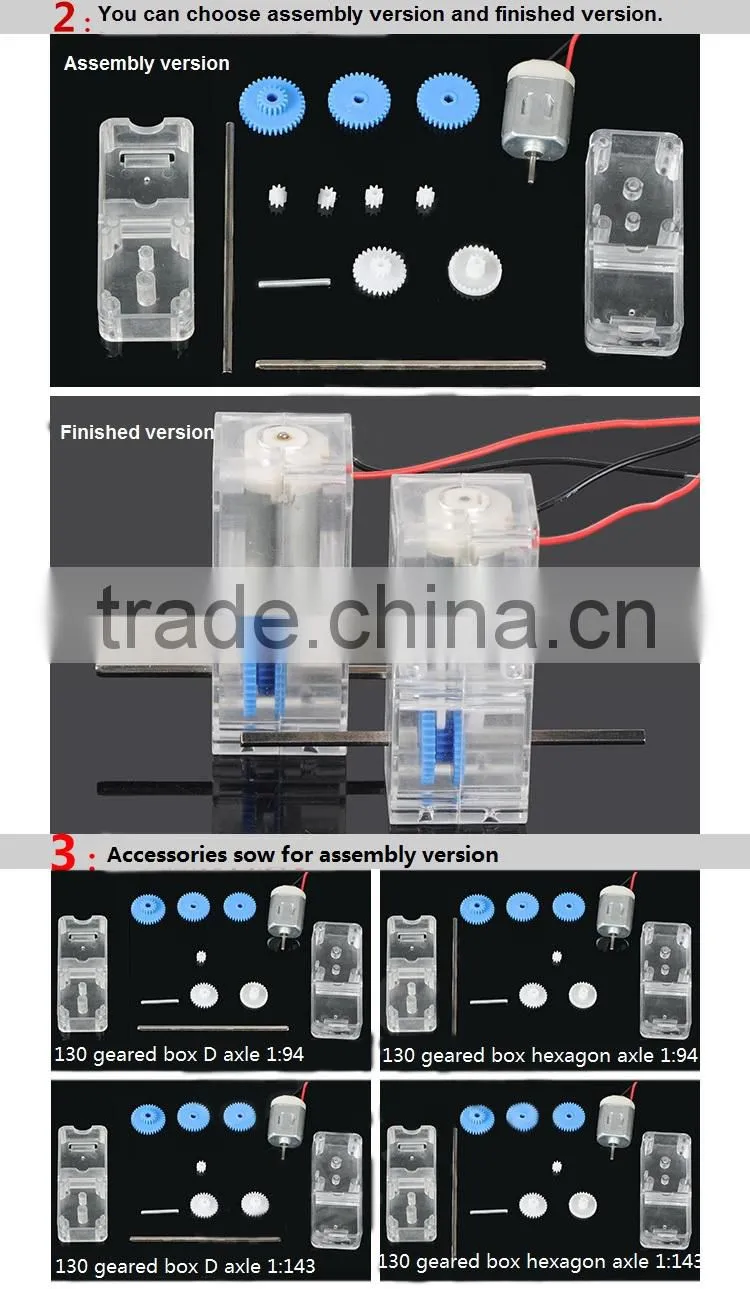 3MM transparent reduction gearbox/reducer/D axle /hexagon axle