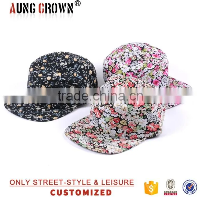 custom floral 5 panel hat blank wholesale