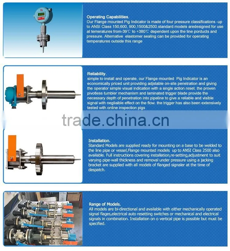 Valved removable flag pig trap pipeline indicator signaller