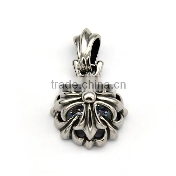 Wholesale Mens Vintage Jewelry Stainless Steel Religious Cross Pendant Silver Crystal Charm