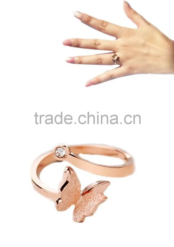 Neoglory Jewelry Fashion rose gold butterfly 316L stainless steel ring for women