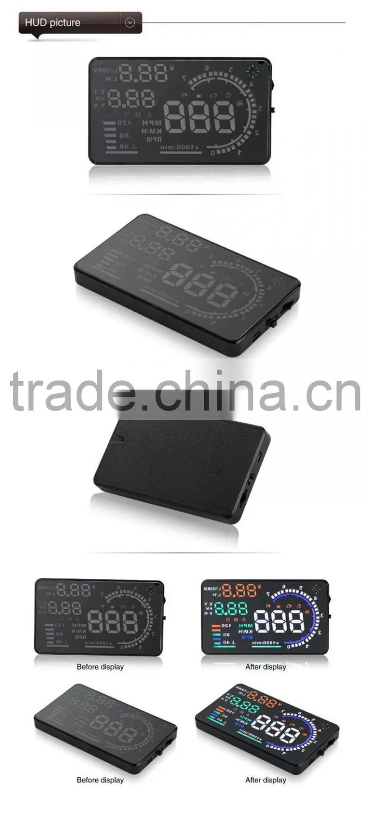Wholesale 5" GPS Car HUD Head Up Display OBD 2 Speed Warning System, hud display XY-HUD208