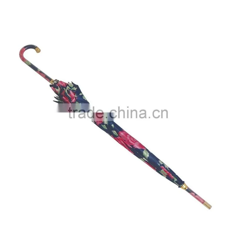 Flower printing beautiful girl long umbrella with lace parasol