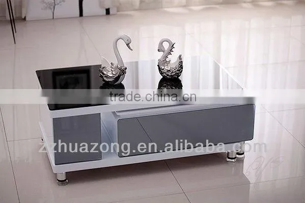 Modern High Golss TV Stand With Tempered Glass