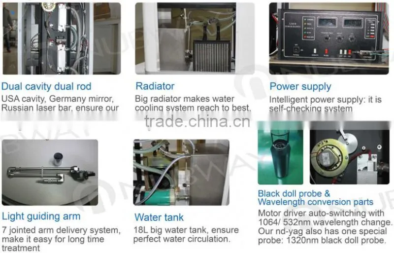 Beauty Salon / Spa use! Most Professionally 3 probes 1064&532&1320nm yag laser tattoo removal system equipment