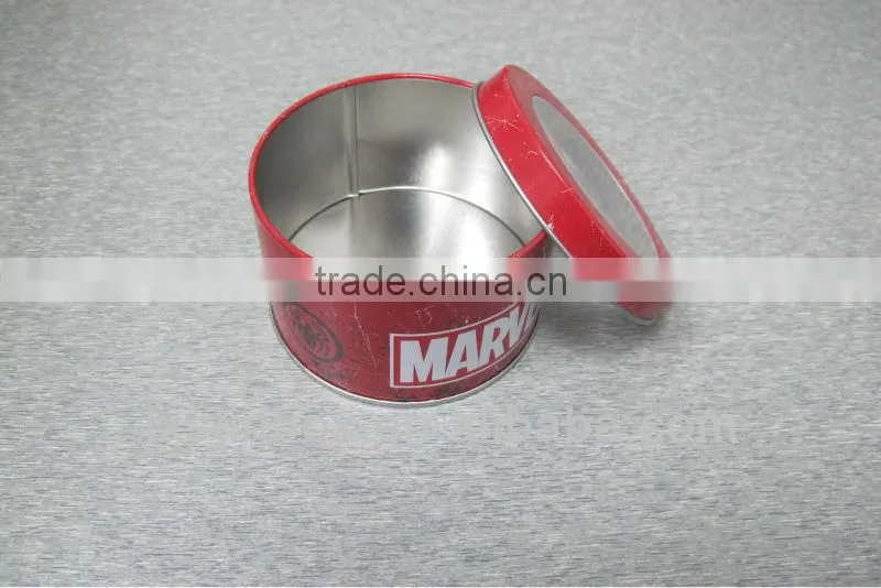 with window round shape size:95*60mm beautiful tin box suppliers