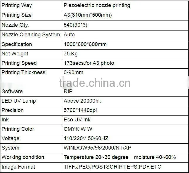 A3 Size Small White Ink UV Flatbed Printer