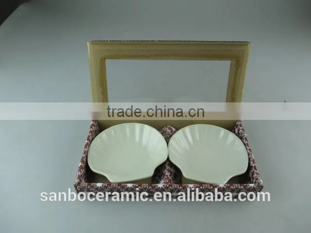 Wholesale Stock Ivory Porcelain Soap Dish Set Shell Shape