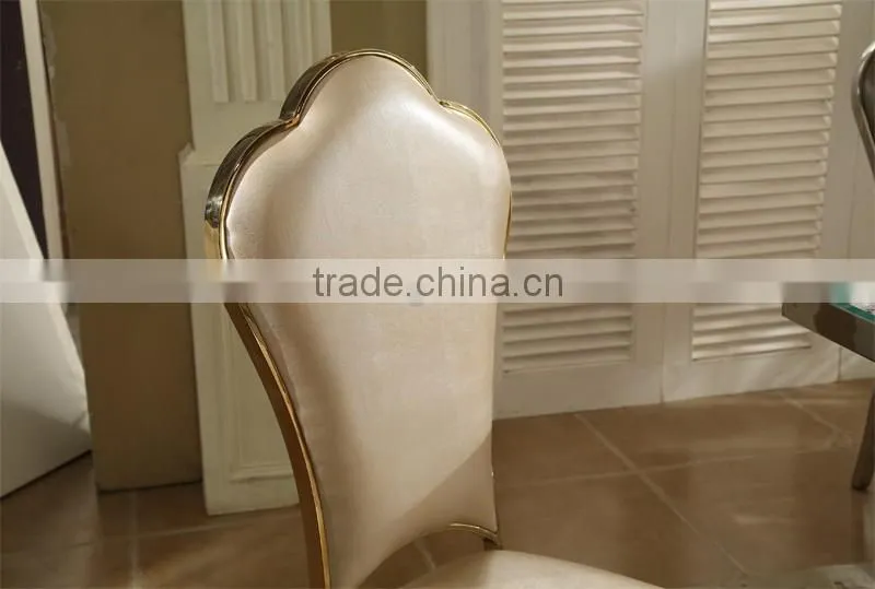 luxury leather stainless steel dining chair for hotel