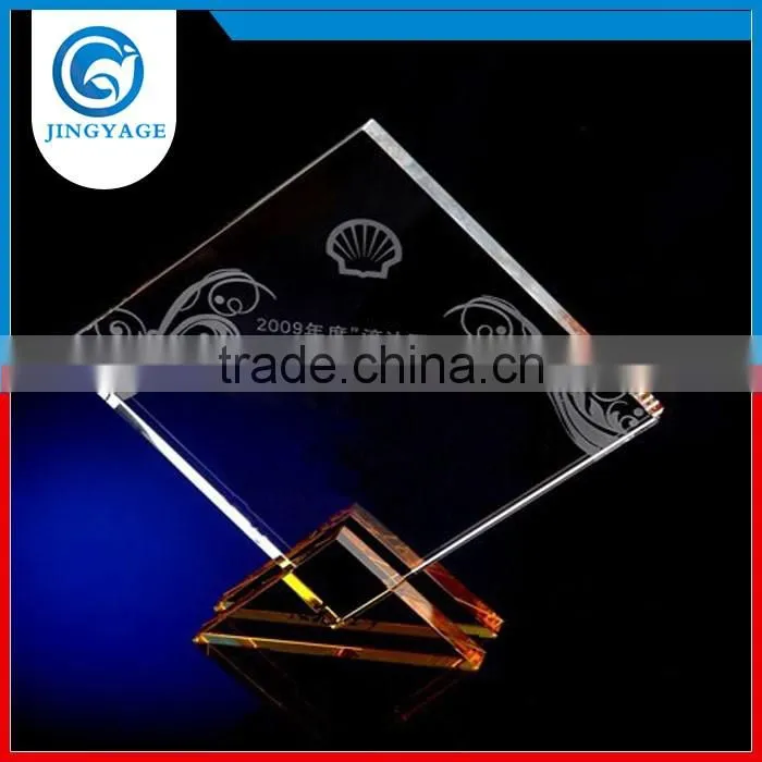 Jingyage luxury new style clear crystal trophy crystal clear glass souvenir gifts crystal trophy and award